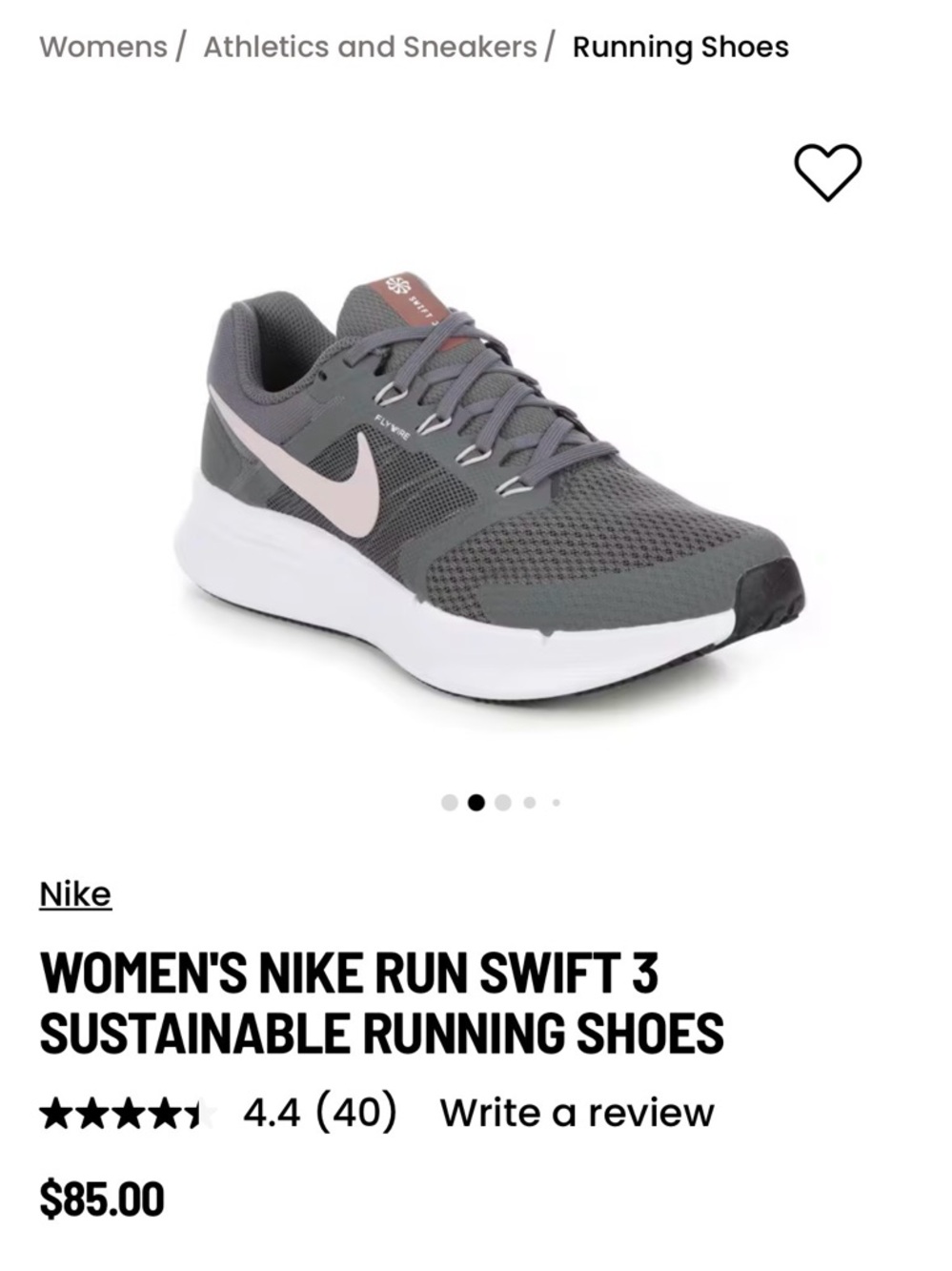 Nike Women's Running Shoes in Gray and Light Pink